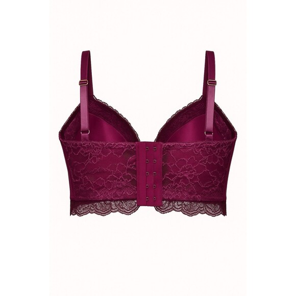 Victoria's Secret Bombshell Adds-2-Cup Raspberry Cooler Satin Corset Bra Top 36D - Picture 2 of 2